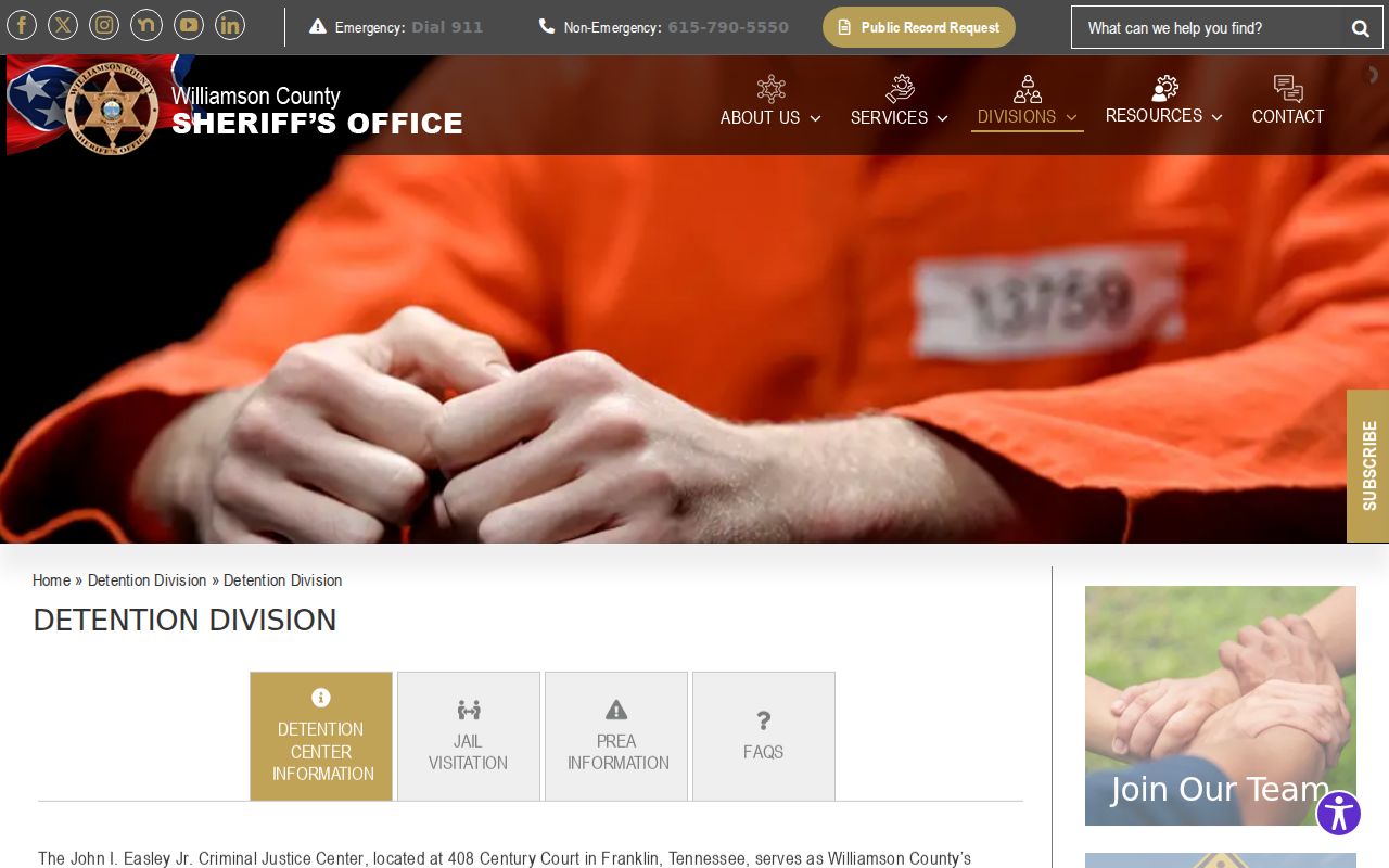 Williamson County arrest lookup phone-only detention services
