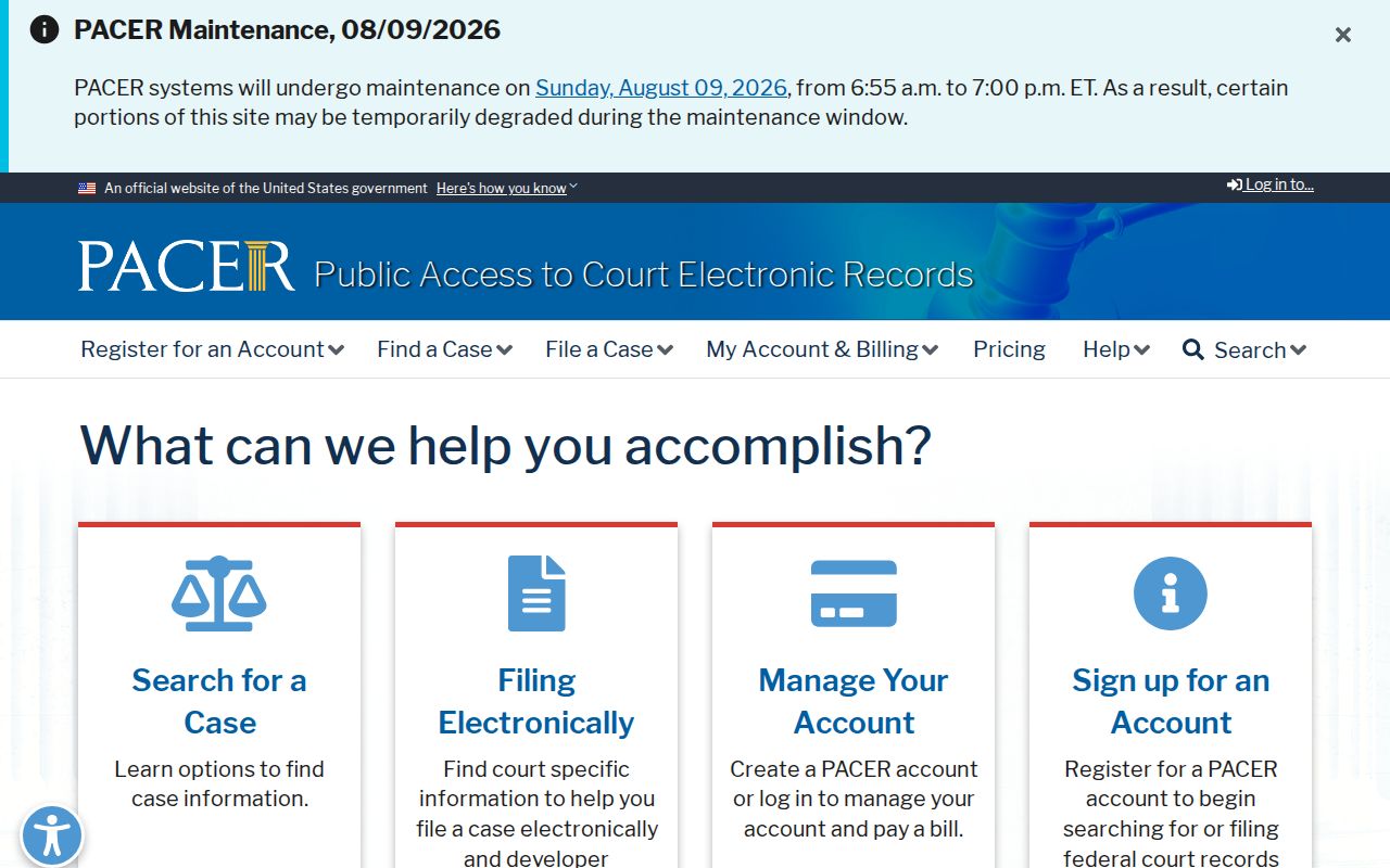 Williamson County criminal court case federal PACER access