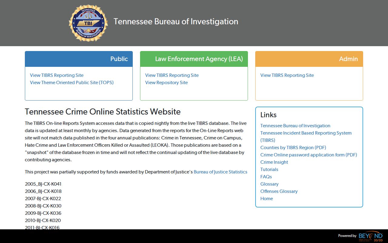 Franklin criminal records view of the official Tennessee CrimeInsight dashboard