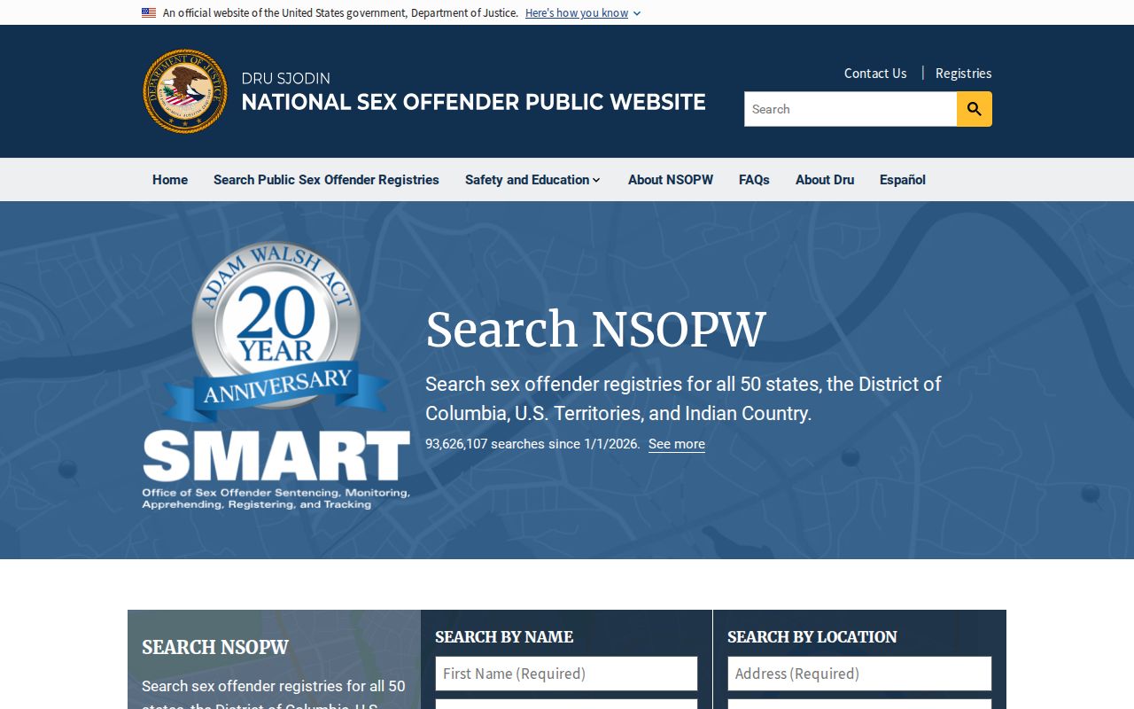 National registry search for cross-state Williamson County sex offender checks